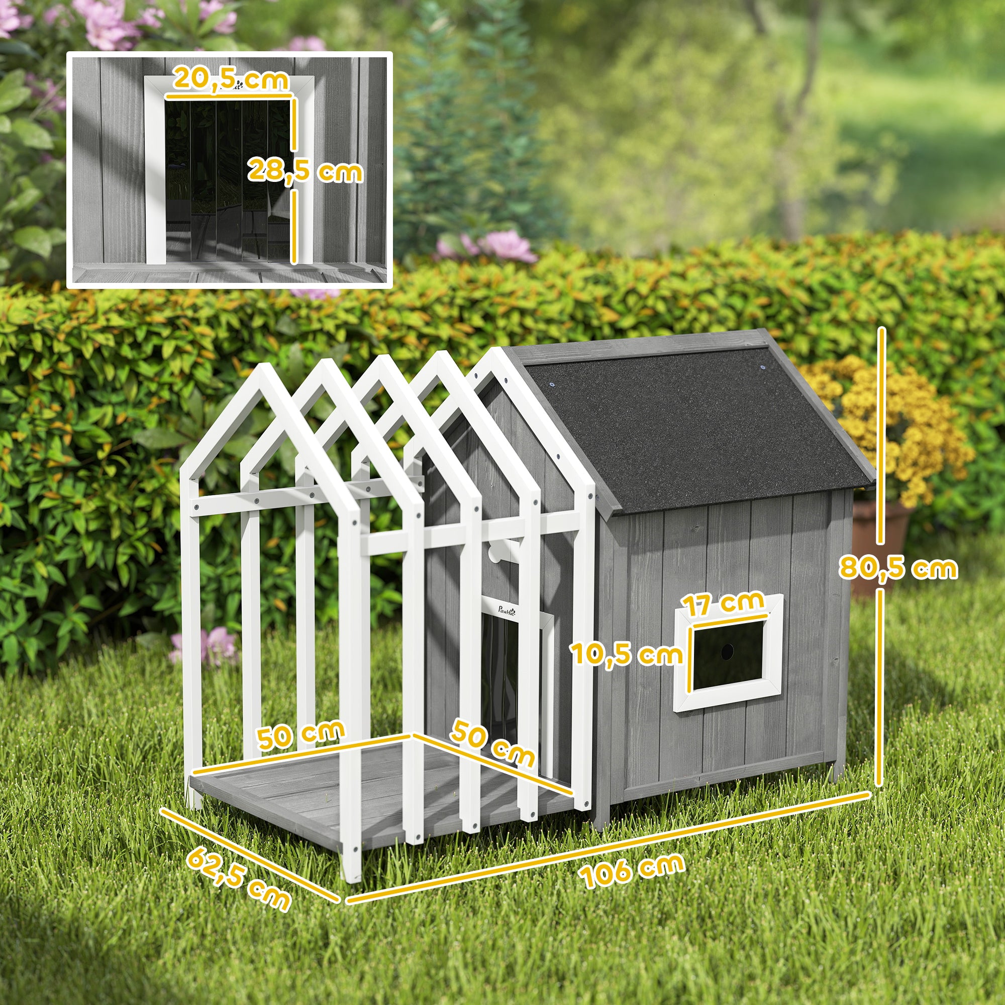 Niche pour chien en bois avec terrasse – Extérieur | ORYNVEL