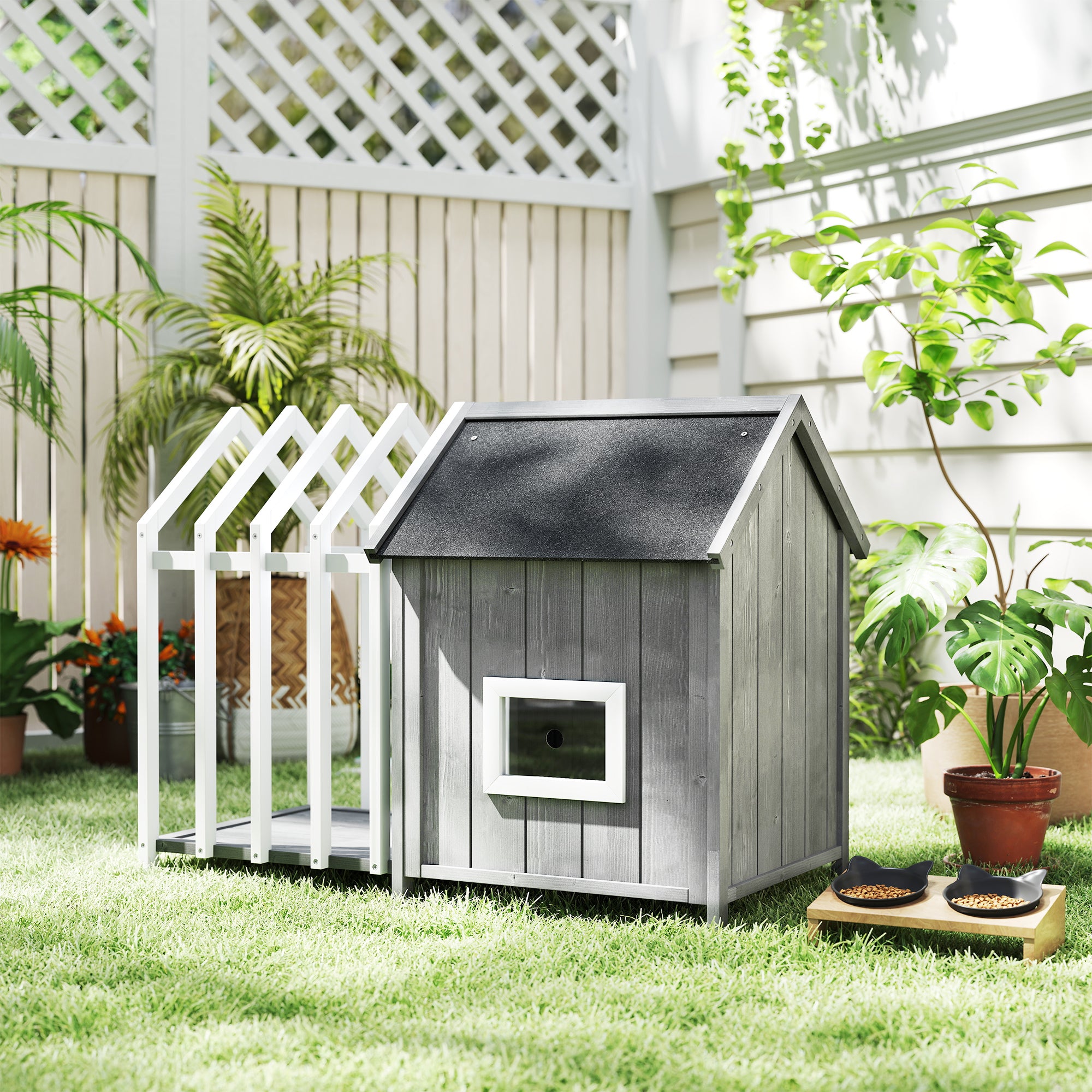 Niche pour chien en bois avec terrasse – Extérieur | ORYNVEL