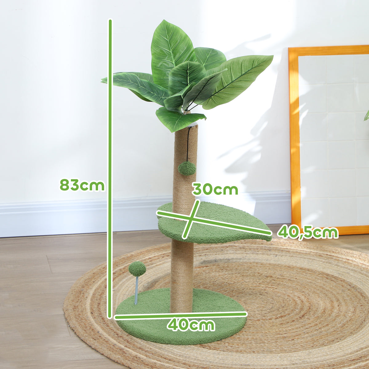 Arbre à chat arbre à grimper pour chat hauteur 83 cm avec griffoir en jute, balles jouets, plates-formes en peluche