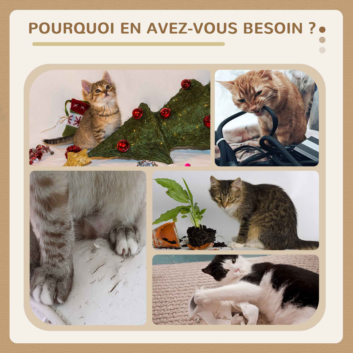 Arbre à chat arbre à grimper grattoir design jeu pompon suspendu + plateforme peluche 40 x 40 x 49 cm jute gris
