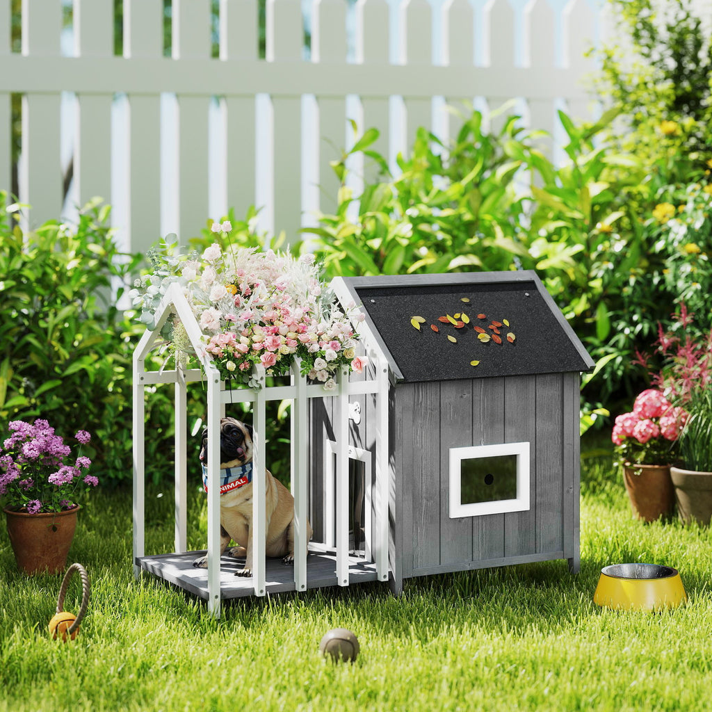Niche pour chien en bois avec terrasse – Extérieur | ORYNVEL
