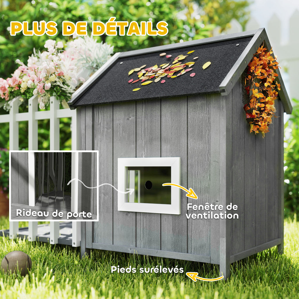 Niche pour chien en bois avec terrasse – Extérieur | ORYNVEL