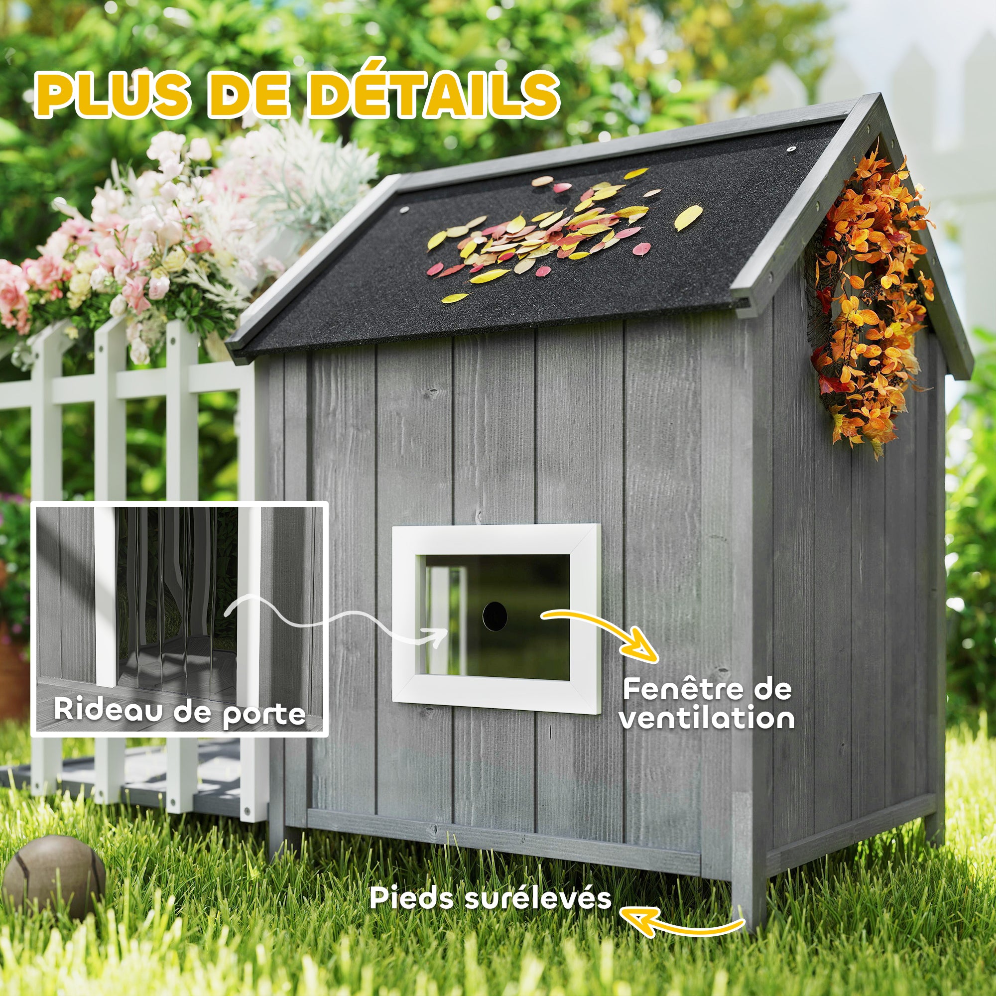 Niche pour chien en bois avec terrasse – Extérieur | ORYNVEL