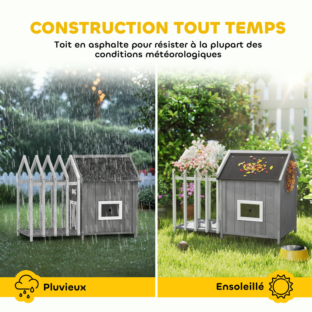 Niche pour chien en bois avec terrasse – Extérieur | ORYNVEL
