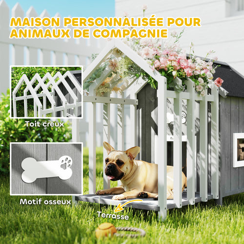 Niche pour chien en bois avec terrasse – Extérieur | ORYNVEL